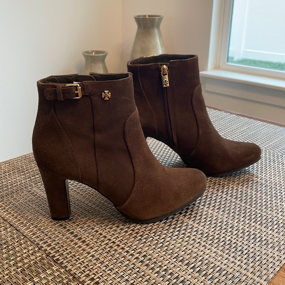 Tory Burch Chocolate Brown Suede Booties